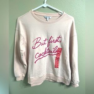 WILDFOX light pink but first cocktails pullover soft knit sweatshirt top